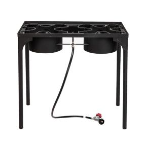 Gas Burner, Rectangular Four Legged Gas Double Burner. Cast Iron, 150,000 BTU. Camping, Outdoors, Durable. Gas Burner, Rectangular Four Legged Gas Double Burner. Cast Iron, 150,000 BTU. Camping, Outdoors, Durable.