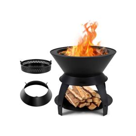 Metal Camping Fire Pit for Camping or Patio, Burns Pellets, Wood, or Charcoal. Pot Holder on Top. Sturdy and Durable. Metal Camping Fire Pit for Camping or Patio, Burns Pellets, Wood, or Charcoal. Pot Holder on Top. Sturdy and Durable.